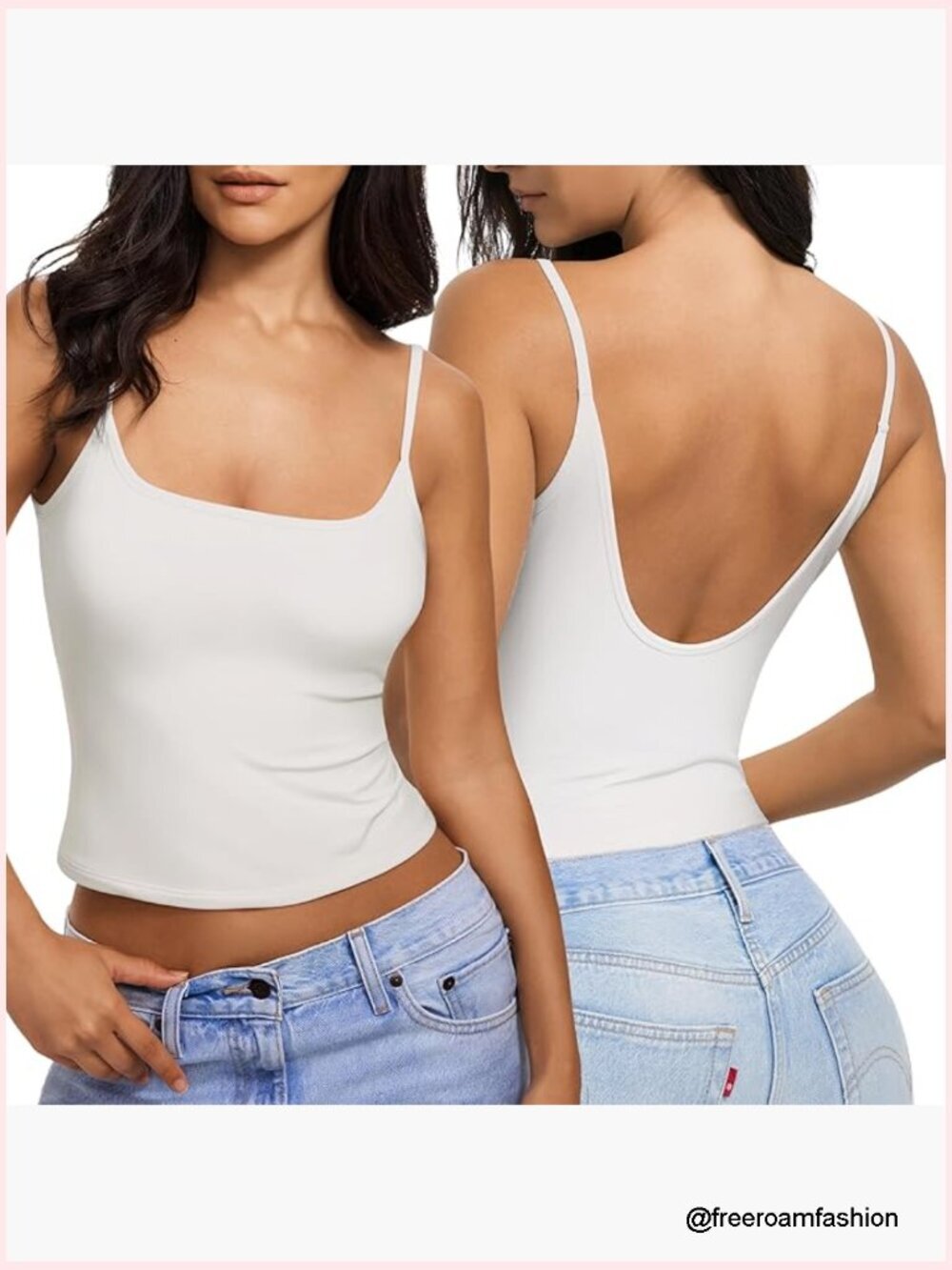 Open Back Crop Tank Top Spaghetti Strap Square Neck Going Out Summer Trendy